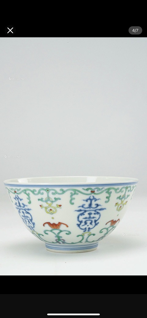 古玩陶瓷清道光 斗彩福壽紋碗真品鑒賞圖