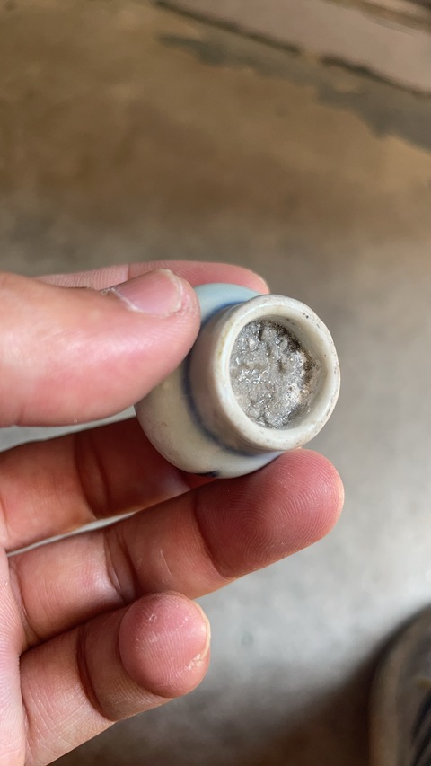 古玩陶瓷青花花卉紋水盂真品鑒賞圖