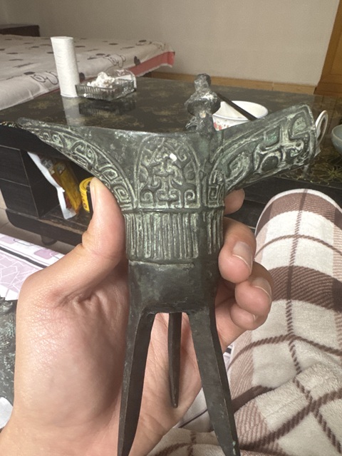 古玩銅器爵杯平安鐘真品鑒賞圖