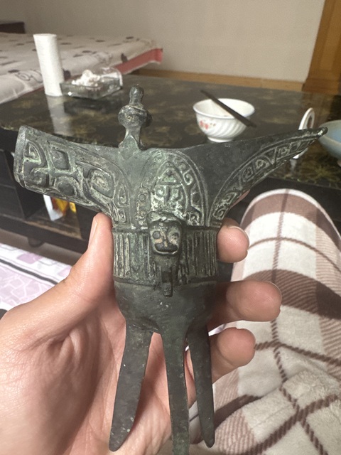 古玩銅器爵杯平安鐘真品鑒賞圖