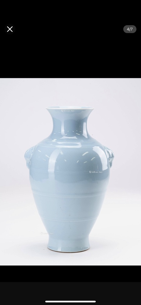 古玩陶瓷雙鋪首藍釉尊真品鑒賞圖