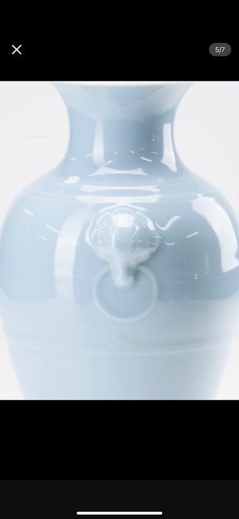 古玩陶瓷雙鋪首藍釉尊真品鑒賞圖