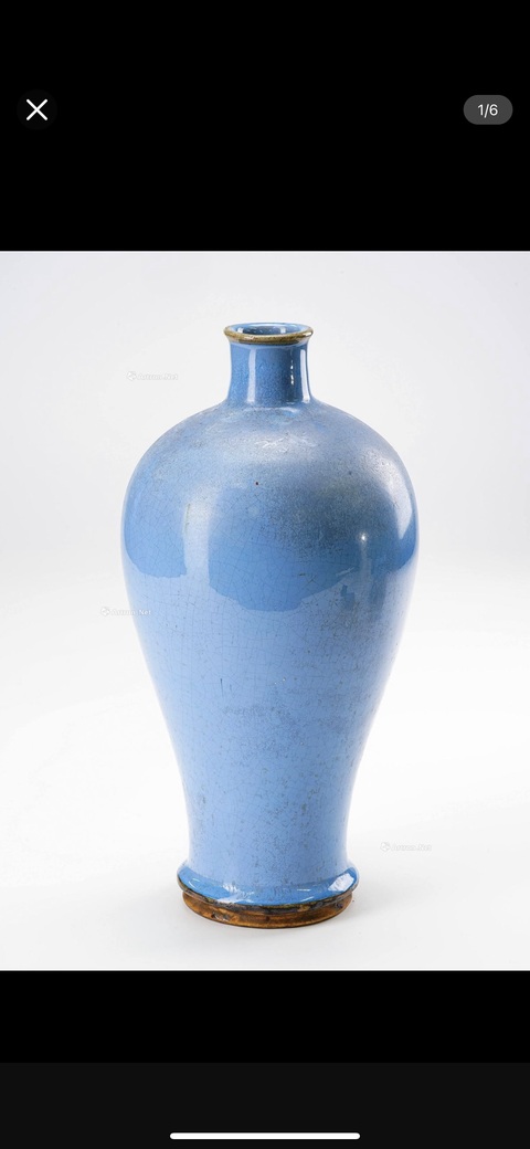 古玩陶瓷80.90年代仿鈞釉梅瓶真品鑒賞圖