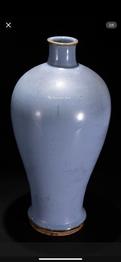 古玩陶瓷80.90年代仿鈞釉梅瓶真品鑒賞圖