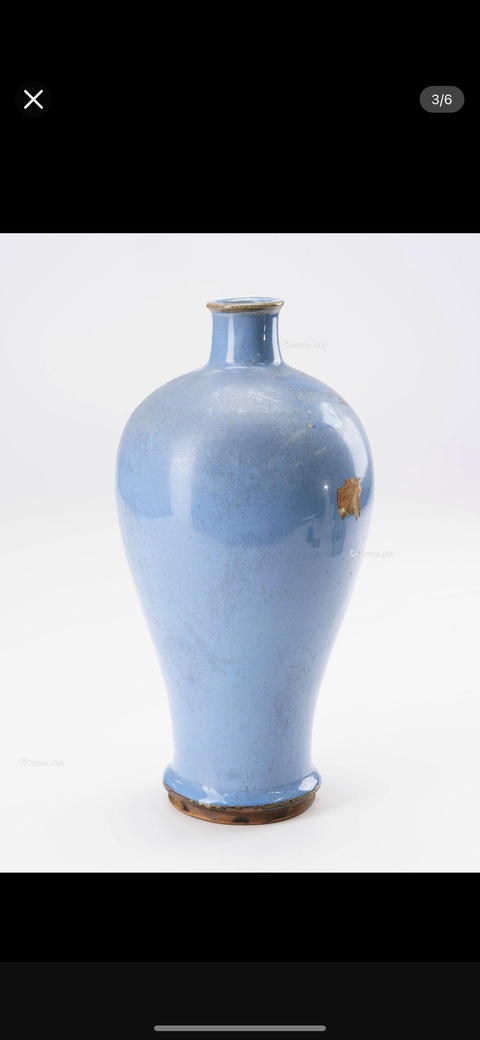 古玩陶瓷80.90年代仿鈞釉梅瓶真品鑒賞圖