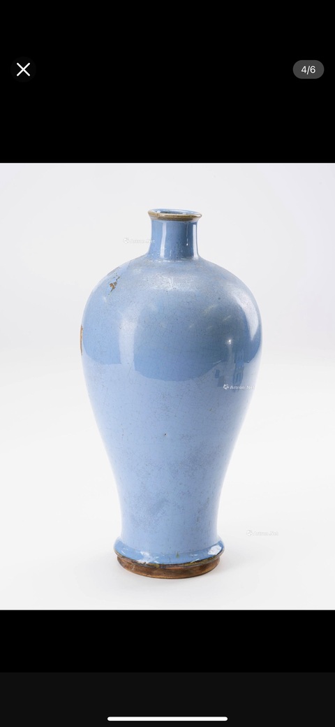 古玩陶瓷80.90年代仿鈞釉梅瓶真品鑒賞圖