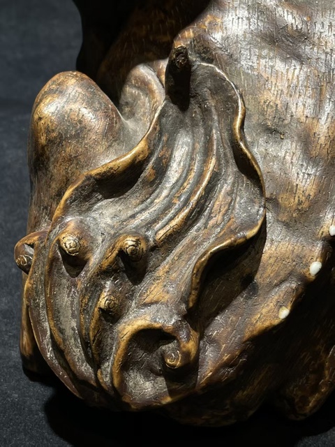 古玩陶瓷木紋釉瑞獸擺件真品鑒賞圖