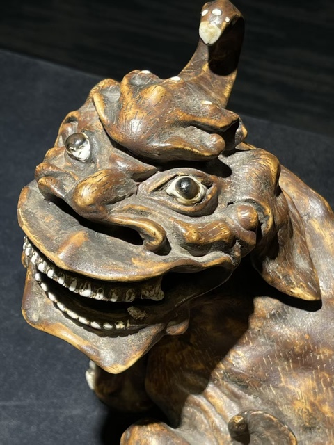 古玩陶瓷木紋釉瑞獸擺件真品鑒賞圖