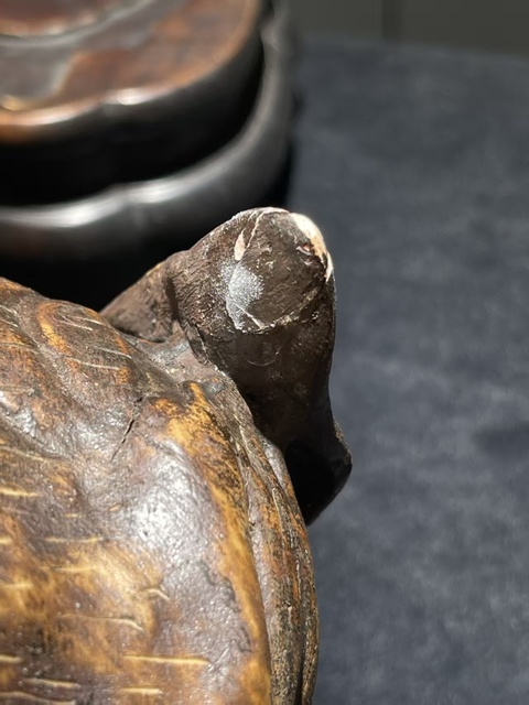 古玩陶瓷木紋釉瑞獸擺件真品鑒賞圖