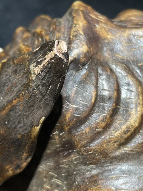 古玩陶瓷木紋釉瑞獸擺件真品鑒賞圖
