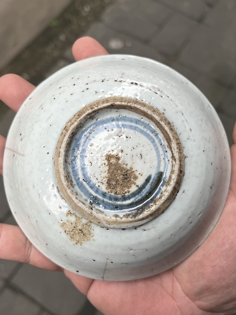 古玩陶瓷明晚期 青花花籃紋小盤真品鑒賞圖