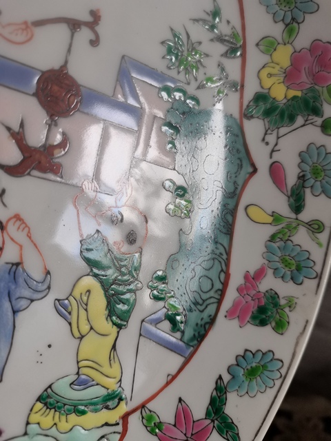 古玩陶瓷五子登科盤真品鑒賞圖