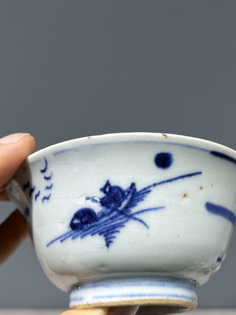 古玩陶瓷青花山水人物茶碗真品鑒賞圖
