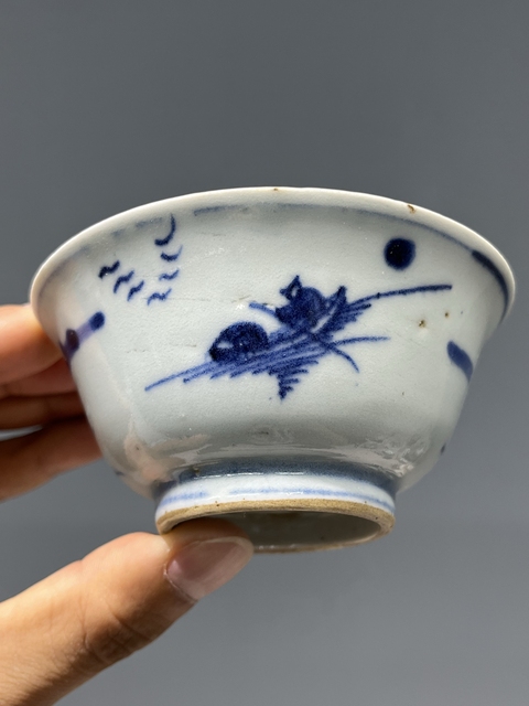 古玩陶瓷青花山水人物茶碗真品鑒賞圖