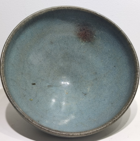 古玩陶瓷鈞窯天藍釉紫斑大碗（帶實物保真卡）拍賣，當前價格20000元