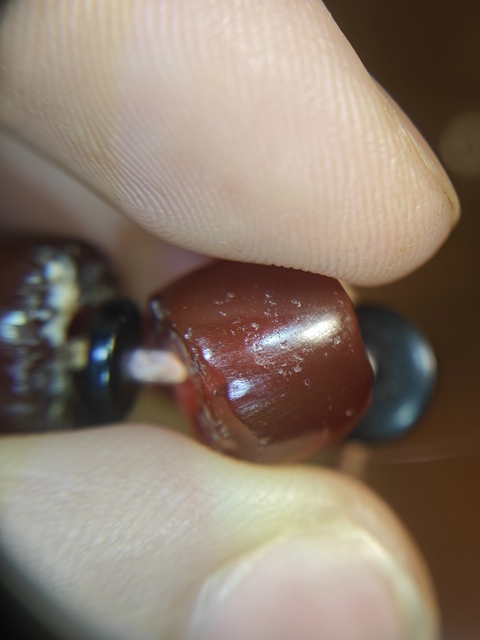 古玩玉器老瑪瑙剁珠真品鑒賞圖