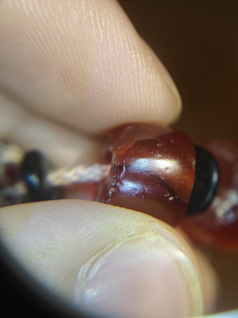 古玩玉器老瑪瑙剁珠真品鑒賞圖