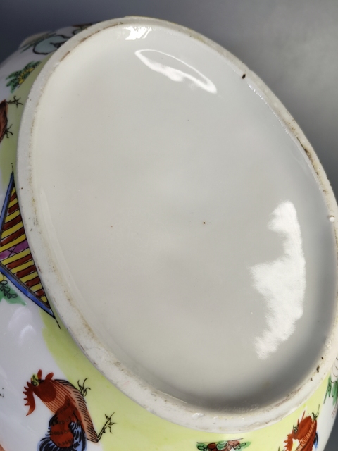 古玩陶瓷廣彩花鳥紋蓋鍋真品鑒賞圖