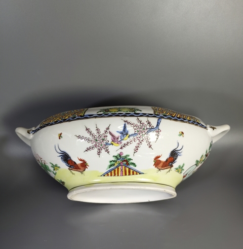 古玩陶瓷廣彩花鳥紋蓋鍋真品鑒賞圖