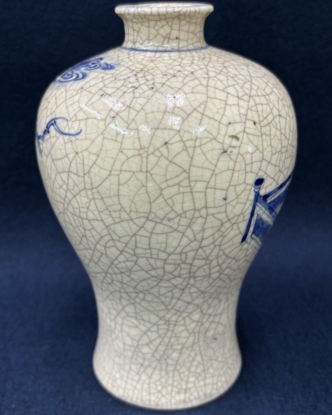 古玩陶瓷煨瓷青花人物故事紋梅瓶真品鑒賞圖
