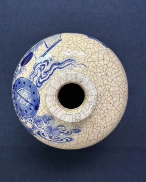 古玩陶瓷煨瓷青花人物故事紋梅瓶真品鑒賞圖