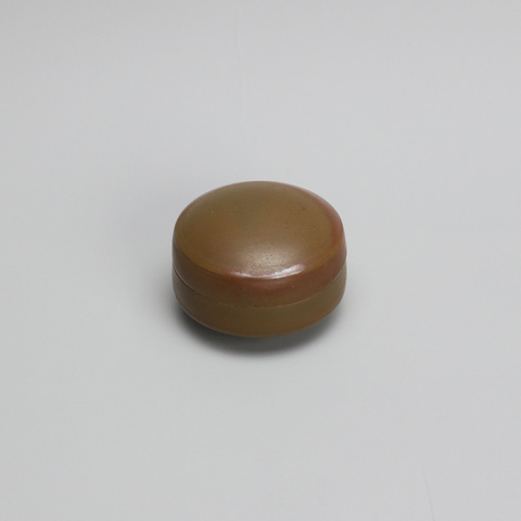 古玩陶瓷醬紅釉粉盒真品鑒賞圖