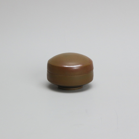 古玩陶瓷醬紅釉粉盒真品鑒賞圖