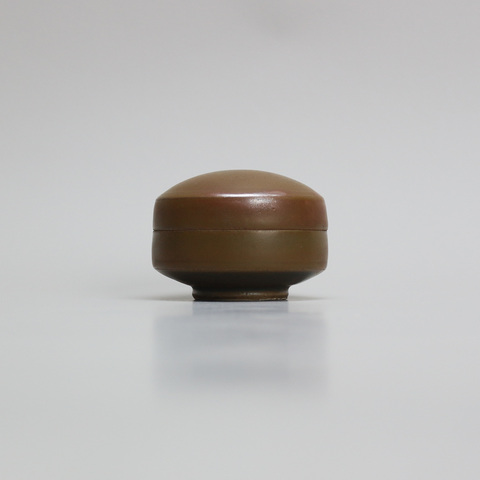 古玩陶瓷醬紅釉粉盒真品鑒賞圖
