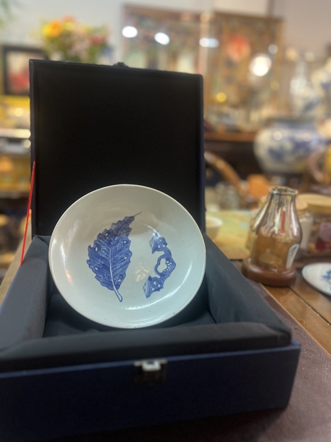 古玩陶瓷蕉葉詩文青花盤拍賣，當前價格4500元