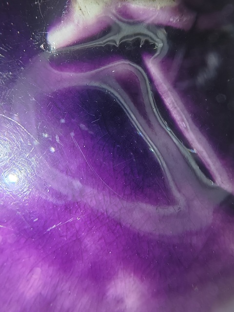 古玩陶瓷茄皮紫釉花口洗真品鑒賞圖