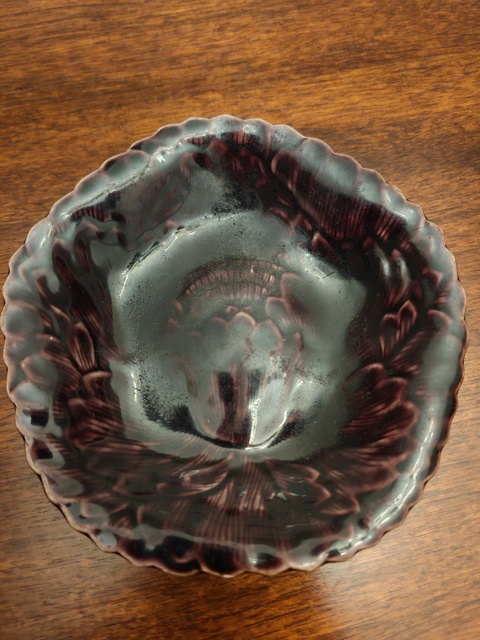 古玩陶瓷茄皮紫釉花口洗真品鑒賞圖