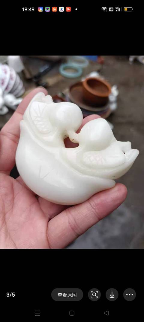 古玩玉器和田玉雕“鴛鴦把件”真品鑒賞圖