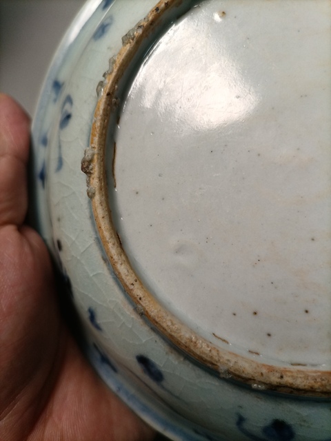 古玩陶瓷明中青花十字杵紋盤拍賣,當前價格1200元