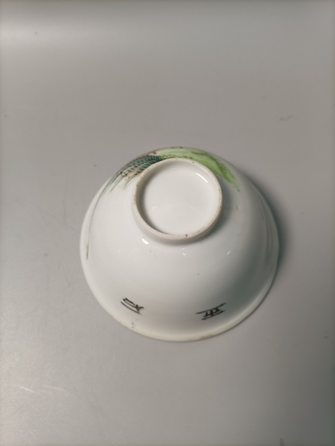 古玩陶瓷民國淺絳彩青綠山水茶園拍賣,當前價格568元