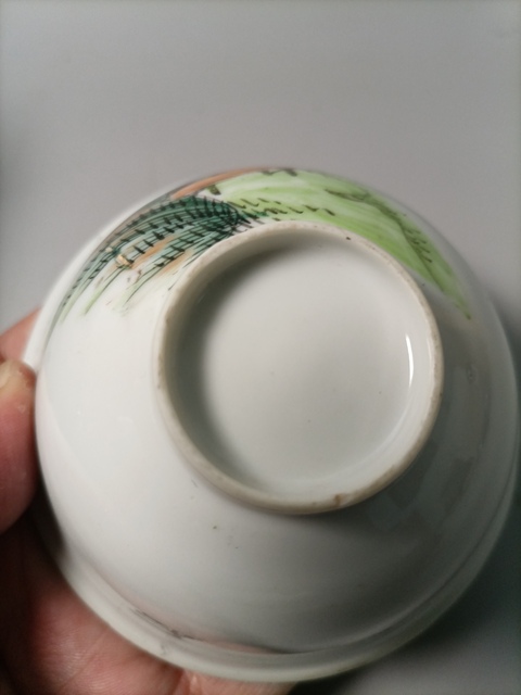 古玩陶瓷民國淺絳彩青綠山水茶園拍賣,當前價格568元