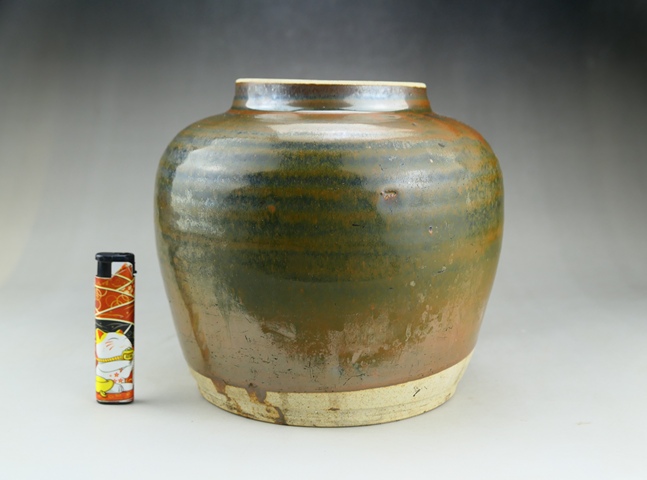 古玩陶瓷精品:明代定窯系紫金兔毫釉茶葉罐拍賣,當前價格66元