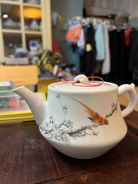 古玩陶瓷花鳥詩紋執壺真品鑒賞圖