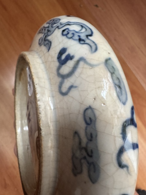 古玩陶瓷開片青花龍紋洗真品鑒賞圖
