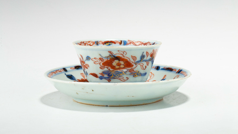 古玩陶瓷康熙·釩紅描金杯碟套真品鑒賞圖