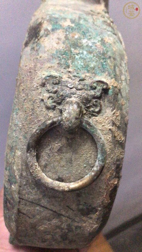 古玩銅器漢代青銅扁壺真品鑒賞圖