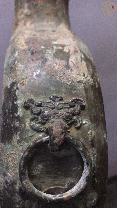 古玩銅器漢代青銅扁壺真品鑒賞圖
