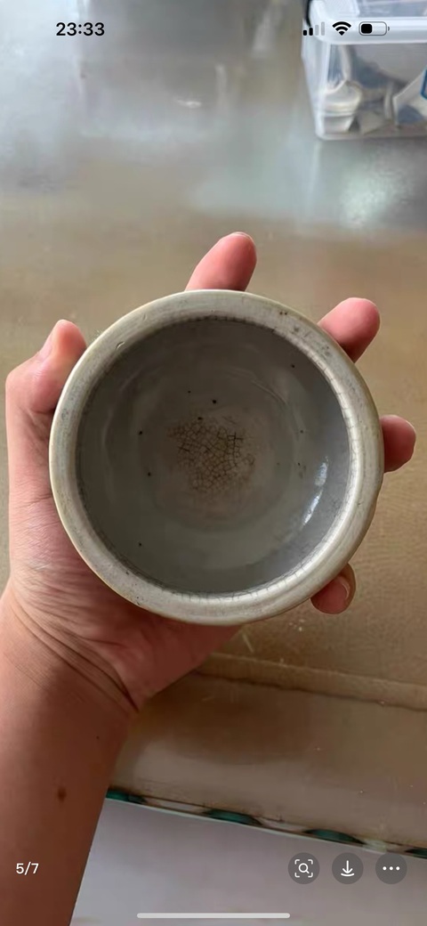 古玩陶瓷哥釉三足香爐真品鑒賞圖