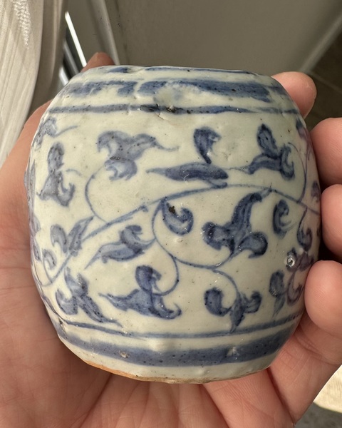 古玩陶瓷清早期 青花纏枝蓮紋燭臺真品鑒賞圖