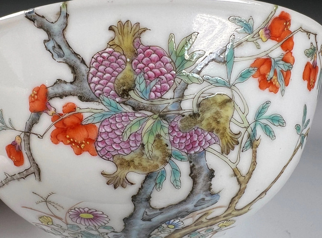 古玩陶瓷民國 粉彩花卉紋過墻碗真品鑒賞圖