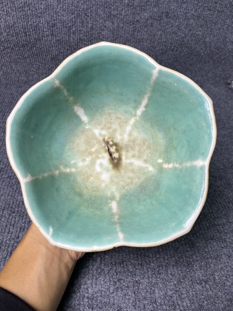 古玩陶瓷內松石綠釉外粉彩一鷺連科紋供碗拍賣,當前價格2688元