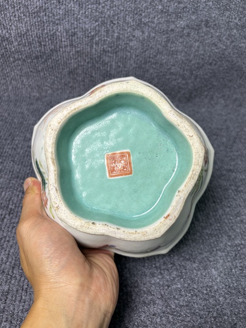 古玩陶瓷內松石綠釉外粉彩一鷺連科紋供碗拍賣,當前價格2688元
