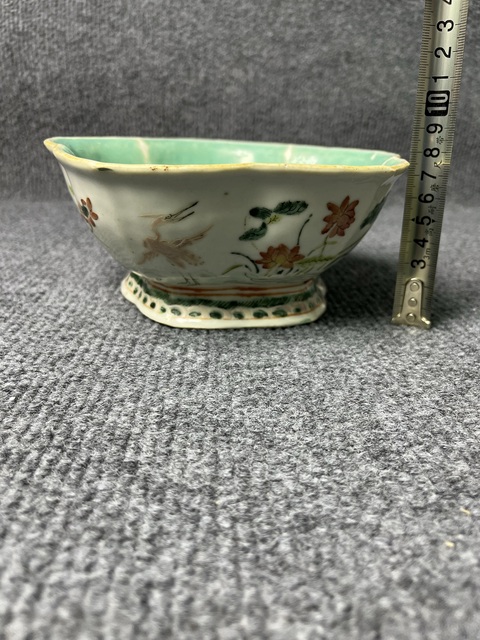 古玩陶瓷內松石綠釉外粉彩一鷺連科紋供碗拍賣,當前價格2688元