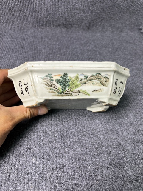 古玩陶瓷粉彩人物博古花卉紋水仙盆拍賣,當前價格1288元