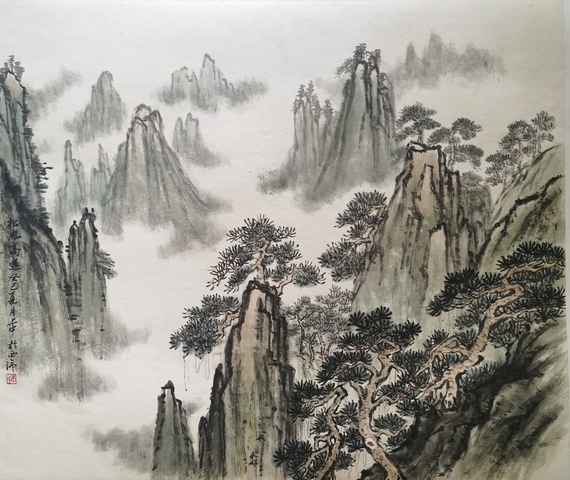 古玩字畫杭州西子畫院副院長、國家一級美術師朱亦中山水拍賣，當前價格699元