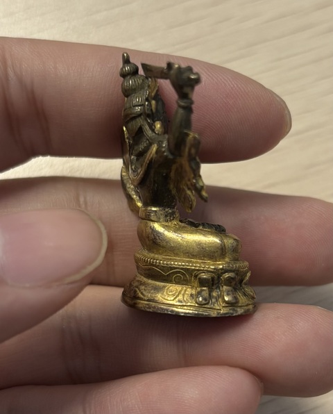 古玩銅器銅鎏金文殊菩薩真品鑒賞圖